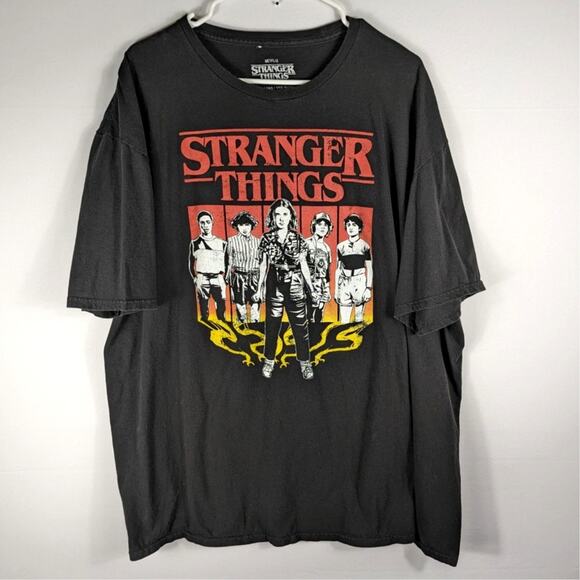 Stranger Things Mens 3XL Graphic T Shirt Black Netflix Eleven Cast Tee Cotton - Picture 1 of 4
